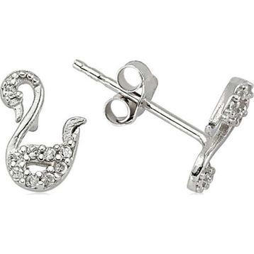 Pilelistore 925 Ayar Gümüş Kuğu Çivili Küpe
