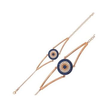 Pilelistore 925 Ayar Gümüş Rose Nazar Bileklik
