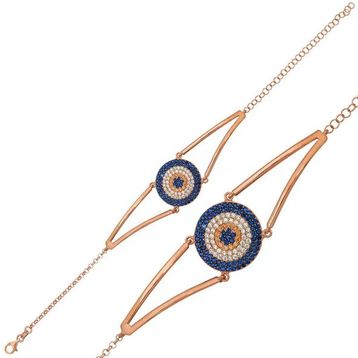 Pilelistore 925 Ayar Gümüş Rose Nazar Bileklik