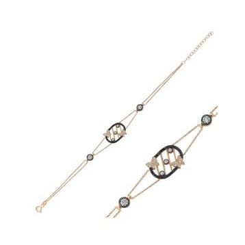 Pilelistore 925 Ayar Gümüş Rose Taşlı Kelebek Bileklik