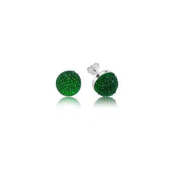 Pilelistore 925 Ayar Gümüş Yeşil Kristal Çivili Küpe