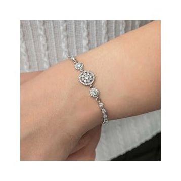 Pilelistore Gümüş Çember Beyaz Taşlı Su Yolu Kadın Bileklik