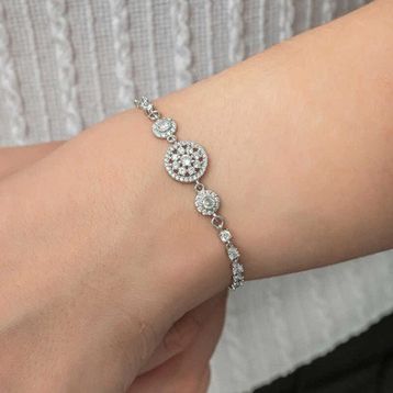 Pilelistore Gümüş Çember Beyaz Taşlı Su Yolu Kadın Bileklik