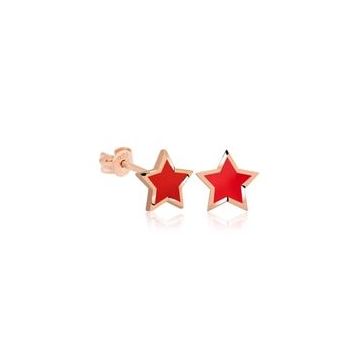 Pilelistore Gümüş Fosforlu Kırmızı Yıldız Küpe