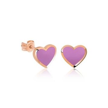 Pilelistore Gümüş Fosforlu Lila Kalp Küpe