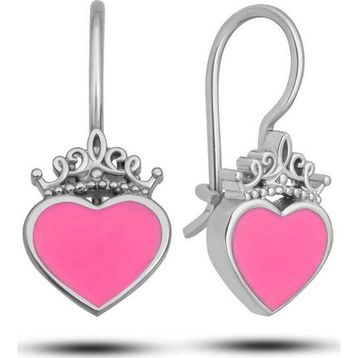 Pilelistore Gümüş Pembe Kalp Sallantılı Çocuk Küpe