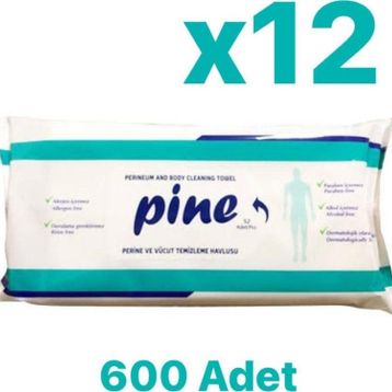 Pine 12x50'lik Alkolsüz Hasta Perine ve Vücut Temizleme Havlusu