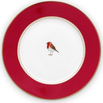 PIP STUDIO Love Birds Collection 17 cm Kırmızı Pembe Porselen Pasta Tabağı