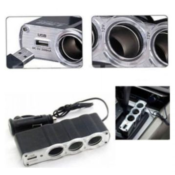 Piranha 3379 Oto Çakmak Çoklayıcı 3 Girişli 2.4 A Usb Şarj