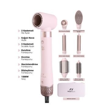 PiranTech KS-611 Airbreeze Pembe Saç Şekillendirme ve Kurutma Seti