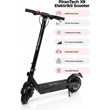 PiranTech X9 Çıkarılabilir Bataryalı 850 W Siyah Elektrikli Scooter