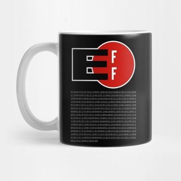 Pixxa Eff - Electronic Frontier Foundation T-Shirt Black Binary Kupa Bardak
