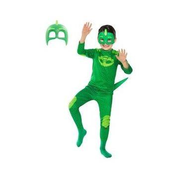 PJ Maskeliler Gekko Owlette Catboy Kertenkele Tulum - 2 Adet Maske Çocuk Kostüm