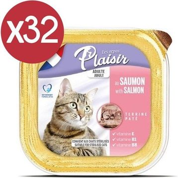 Plaisir 32x100 gr Pate Somonlu Kedi Konservesi
