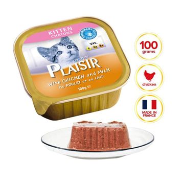 Plaisir Tavuk Etli ve Sütlü 12x100 gr Pate Yavru Yaş Kedi Maması