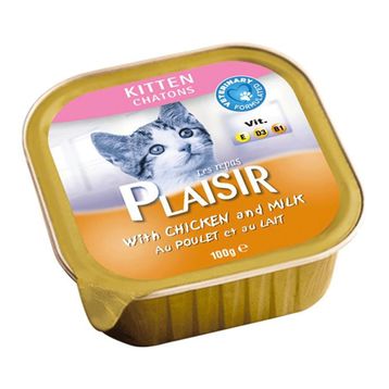 Plaisir Tavuk Etli ve Sütlü 12x100 gr Pate Yavru Yaş Kedi Maması
