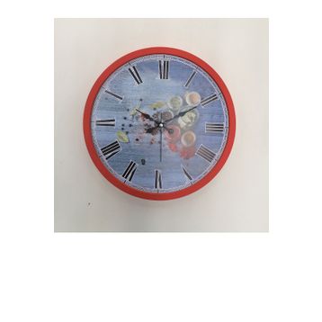 Platin Saat Turuncu Mutfak Ahşap 36 cm Duvar Saati