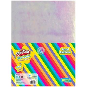Play-Doh PLAY-EK004 Simli 10 Renk Zarflı Elişi Kağıdı