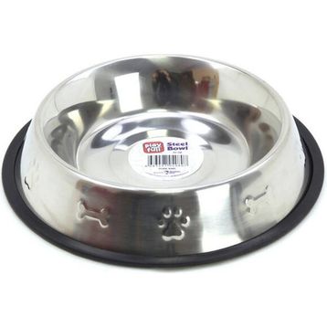Playfull Kemik ve Pati Kabartma Desenli 20 cm 945 ml Çelik Mama ve Su Kabı