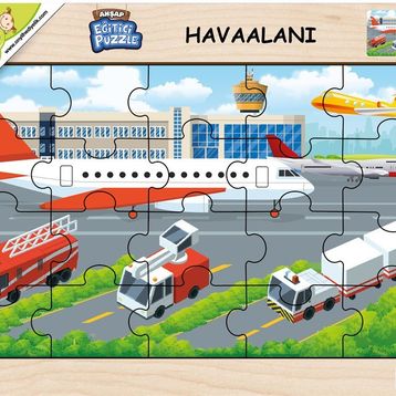 Playwood 23.5x33.5 cm Havaalanı Ahşap Eğitici Puzzle