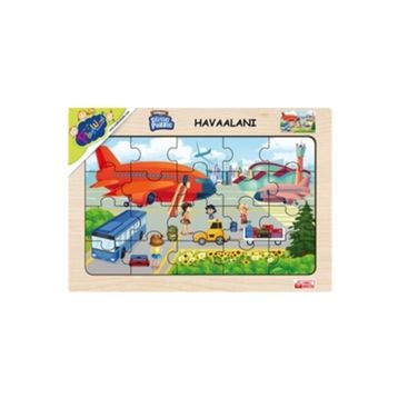 Playwood 23.5x33.5 cm Havaalanı Ahşap Eğitici Puzzle