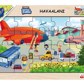 Playwood 23.5x33.5 cm Havaalanı Ahşap Eğitici Puzzle