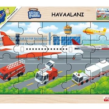 Playwood 23.5x33.5 cm Havaalanı Ahşap Eğitici Puzzle