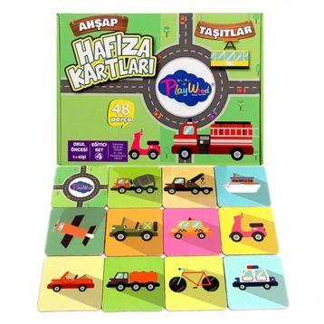 Playwood +3 Yaş Taşıtlar Ahşap Hafıza Kartları