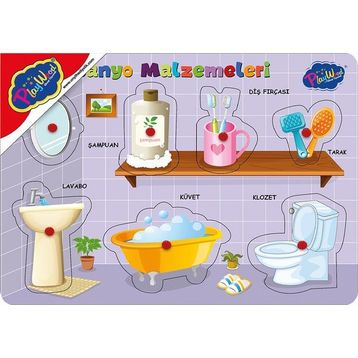 Playwood Ahşap Tutmalı Banyo Malzemeleri Puzzle