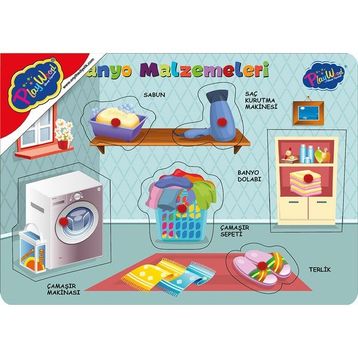 Playwood Ahşap Tutmalı Banyo Malzemeleri Puzzle