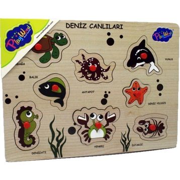 Playwood Ahşap Tutmalı Deniz Canlıları Puzzle