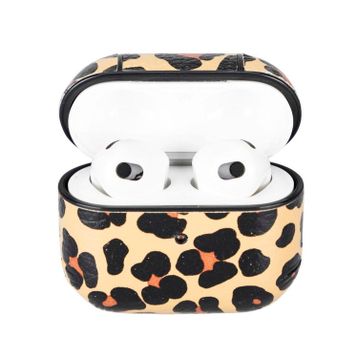 Plm Apple AirPods 3.Nesil Juni LEO-NE Leopar Uyumlu Deri Kılıf