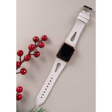 Plm BA2-F3 Beyaz 42-44-45 mm Apple Watch Uyumlu Deri Kordon