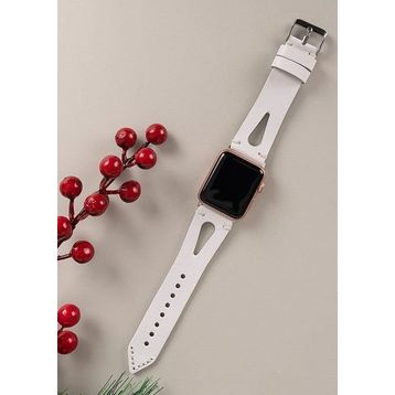 Plm BA2-F3 Beyaz 42-44-45 mm Apple Watch Uyumlu Deri Kordon
