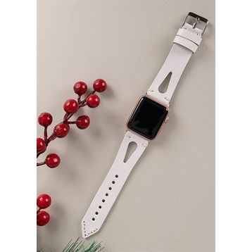 Plm BA2-F3 Beyaz 42-44-45 mm Apple Watch Uyumlu Deri Kordon