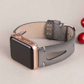 Plm BA2-RST9EF Gri 42-44-45 mm Apple Watch Uyumlu Deri Kordon