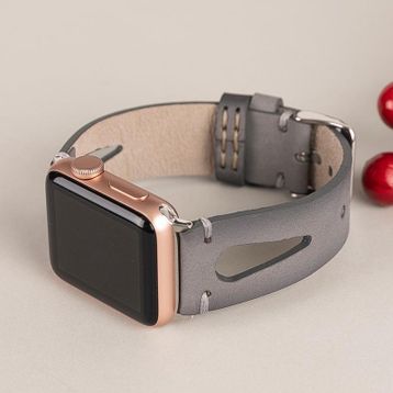 Plm BA2-RST9EF Gri 42-44-45 mm Apple Watch Uyumlu Deri Kordon