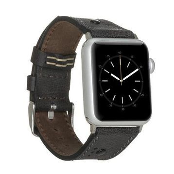 Plm BT Siyah 42-44-45 mm Apple Watch Uyumlu Deri Kordon