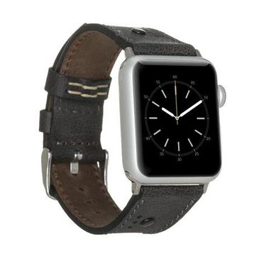 Plm BT Siyah 42-44-45 mm Apple Watch Uyumlu Deri Kordon