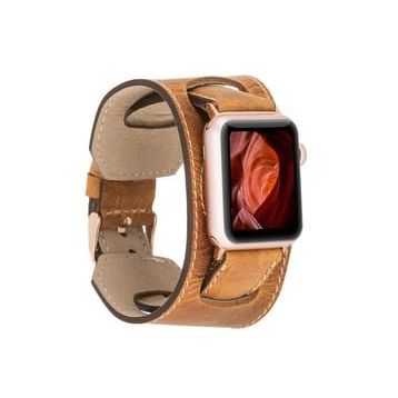 Plm Cuff G19 Taba 42-44-45 mm Apple Watch Uyumlu Deri Kordon