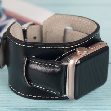Plm Cuff RST1 Siyah 42-44-45 mm Apple Watch Uyumlu Deri Kordon