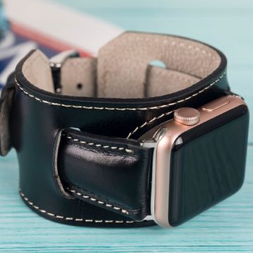 Plm Cuff RST1 Siyah 42-44-45 mm Apple Watch Uyumlu Deri Kordon