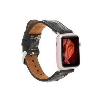 Plm DE5 Siyah 42-44-45 mm Apple Watch Uyumlu Deri Kordon