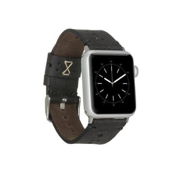 Plm Delikli Siyah 42-44-45 mm Apple Watch Uyumlu Deri Kordon
