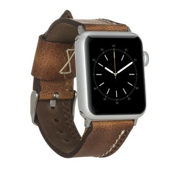 Plm Dikişli Taba 42-44-45 mm Apple Watch Uyumlu Deri Kordon