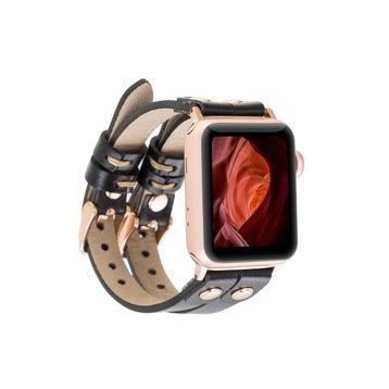 Plm Ely Double Tour RST1 Siyah Apple Watch Uyumlu Deri Kordon