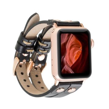 Plm Ely Double Tour RST1 Siyah Apple Watch Uyumlu Deri Kordon