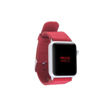 Plm ERC2 Kırmızı 42-44-45 mm Apple Watch Uyumlu Deri Kordon