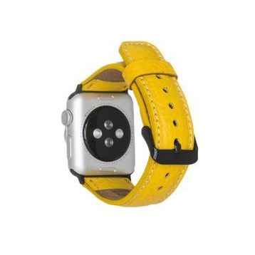 Plm FL12 Sarı 42-44-45 mm Apple Watch Uyumlu Deri Kordon