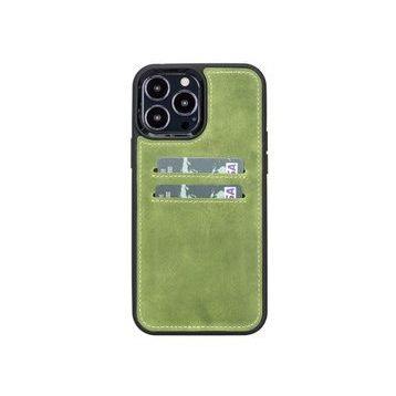 Plm G16 Yeşil Apple iPhone 13 Pro Max Uyumlu Deri Kartlıklı Arka Kapak